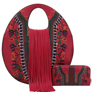 Dashiki Fringe Handbag w/matching wallet