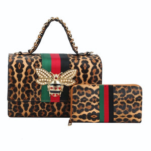 Bee Charm Leopard Handbag Set