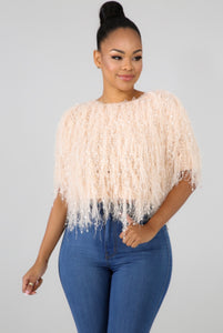 Fuzzy Sweater Fringe Cropped Fluffy Pullover