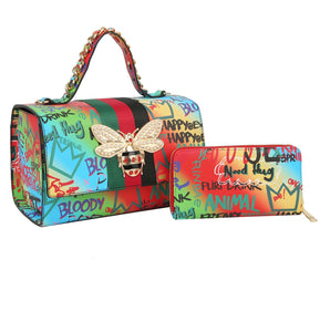 Graffiti Bee Charm Handbag