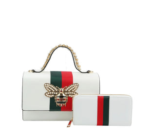 Bee Charm White Handbag Set