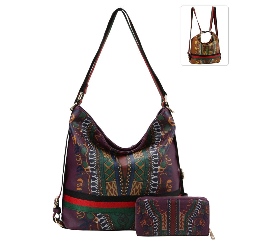 Dashiki Convertible Handbag w/matching wallet